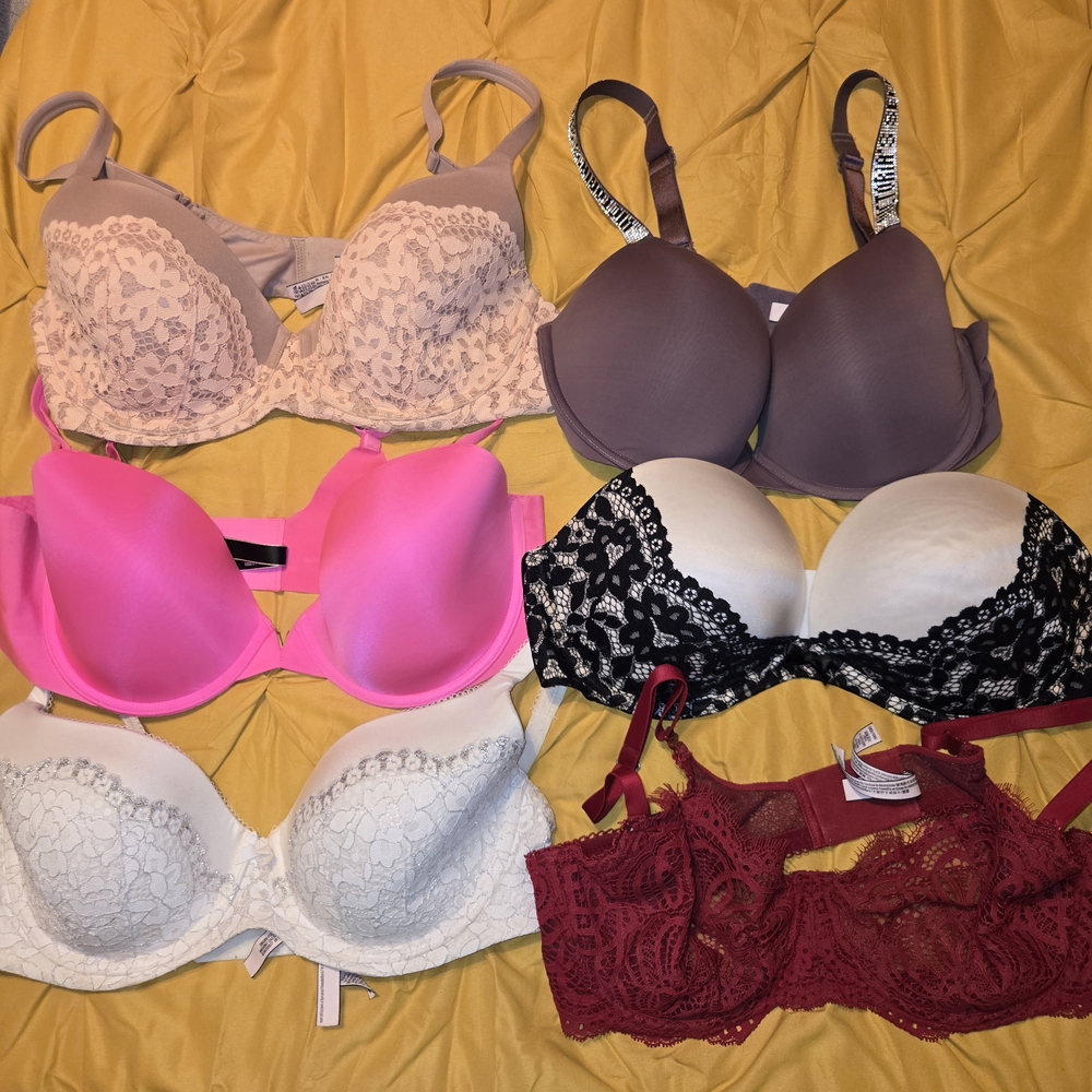 Victoria's Secret Lace and Solid Bra Collection - Pink, Red, White, Plum,Taupe